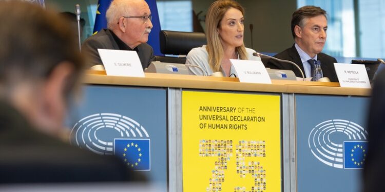 Metsola lamenta situación Ucrania y Oriente Medio en el 75ª Aniversario Declaración Derechos Humanos