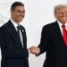 Trump saluda sonriente y con cordialidad a Sánchez días después de proponer la expulsión de España de la OTAN