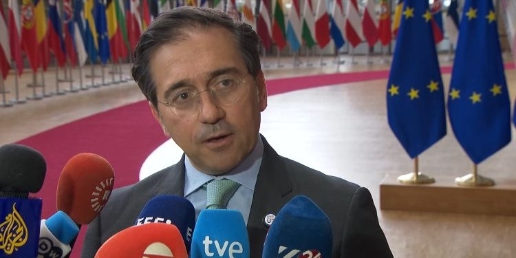 José Manuel Albares hablando sobre el Acuerdo de Asociación UE-Israel
