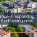 Vista aérea de edificios residenciales modernos en Europa