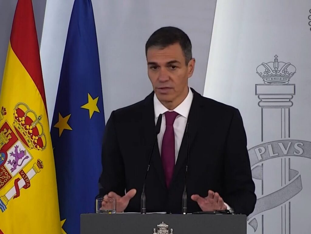 Pedro Sánchez durante una comparecencia sobre el hantavirus en Moncloa