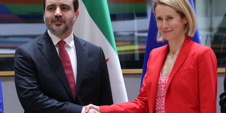 Dos personas estrechando manos en un contexto de cooperación internacional