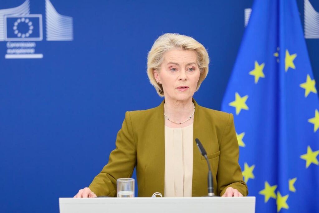 Ursula von der Leyen durante la presentación de sanciones contra Rusia