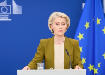 Ursula von der Leyen durante la presentación de sanciones contra Rusia