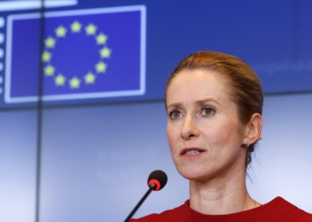 Ministra de Asuntos Exteriores durante una conferencia de prensa sobre Ucrania