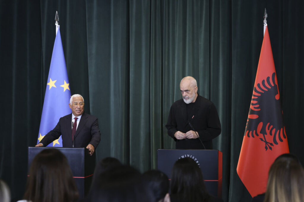 António Costa y Edi Rama en rueda de prensa sobre la adhesión de Albania a la UE