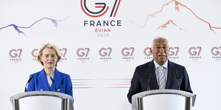 António Costa y Ursula von der Leyen en la cumbre del G7 en Évian