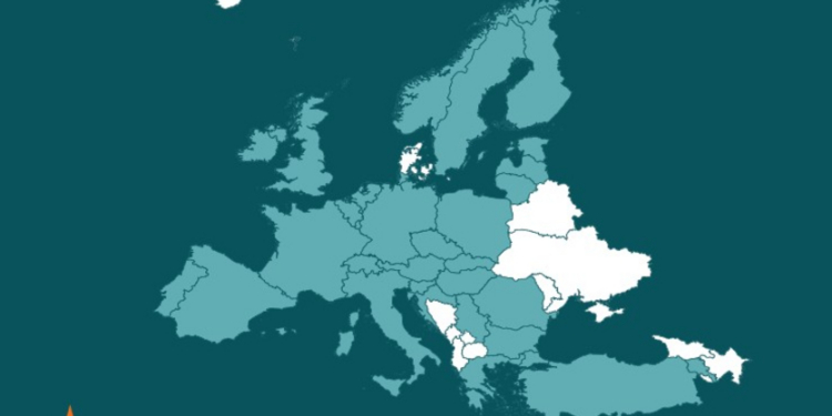 Mapa de Europa destacando países en relación a la inversión en medicamentos innovadores
