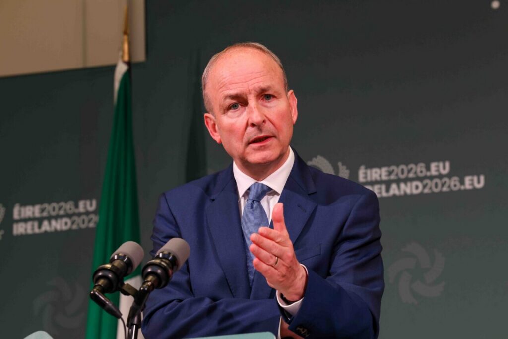 El primer ministro irlandés durante una conferencia de prensa en Dublín.