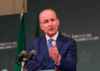 El primer ministro irlandés durante una conferencia de prensa en Dublín.