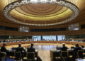 Reunión de ministros de Economía y Finanzas de la UE en un gran salón