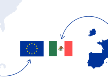 Mapa que muestra la relación comercial entre la UE y México