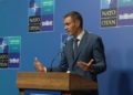 Pedro Sánchez hablando sobre la Declaración de Ankara en la cumbre de la OTAN