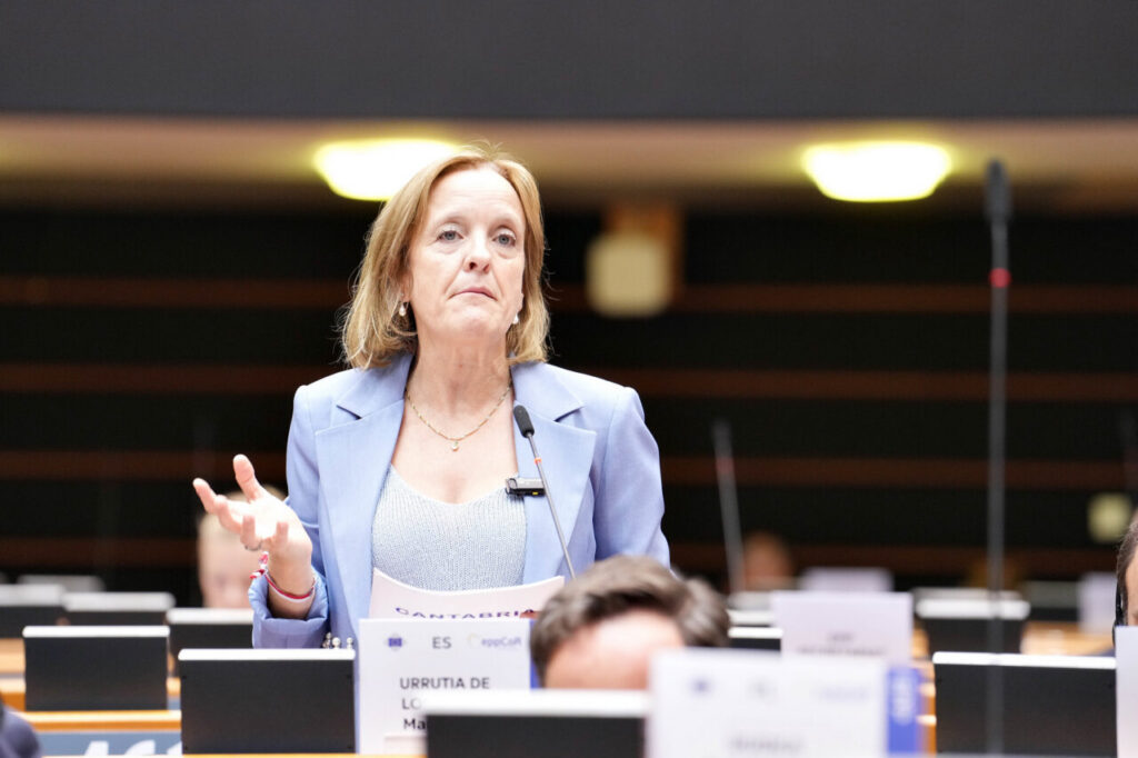 Isabel Urrutia hablando en el Comité de las Regiones sobre vivienda en Europa