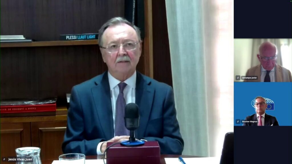 Jesús Vivas Juan hablando en una reunión virtual sobre Ceuta y Europa