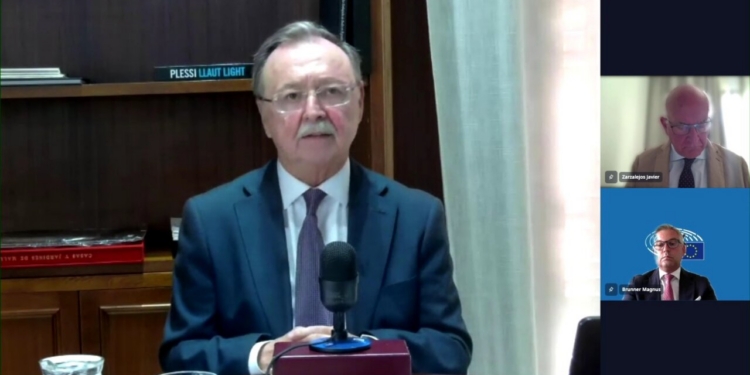 Jesús Vivas Juan hablando en una reunión virtual sobre Ceuta y Europa